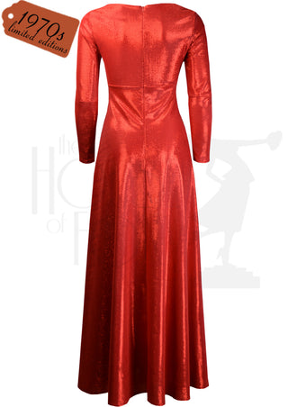 70s Roslyn Evening Dress - Disco Red