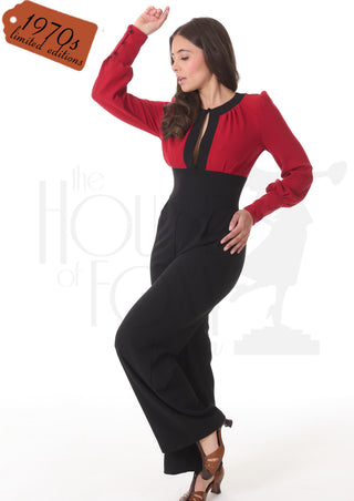 70s Sydney Jumpsuit - Red & Black