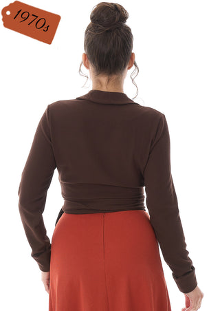 70s Wrap Top - Brown