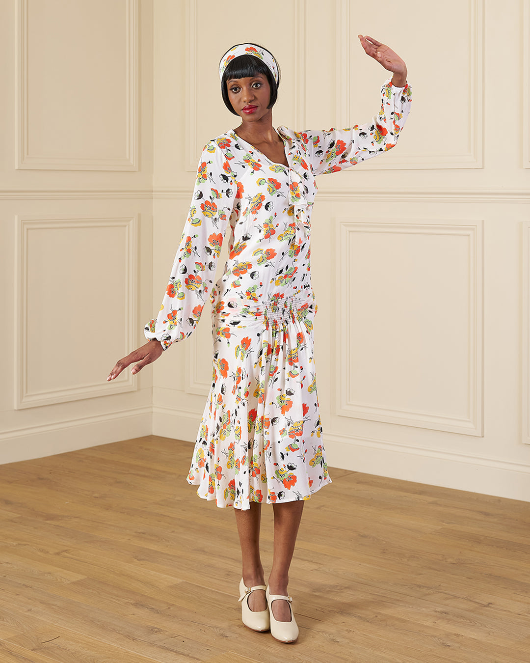 1920s Constance Dress - Golden Haze - model shot