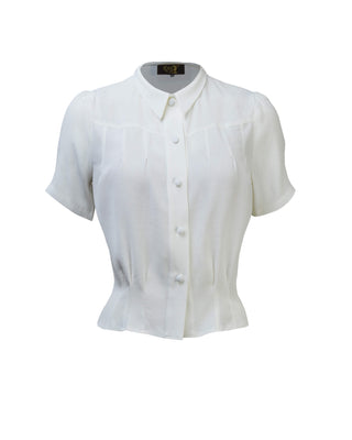 1930s Style Blouses, Shirts, Tops | Vintage Blouses 1930s Bonnie Blouse - Ivory1930s Bonnie Blouse - Ivory  AT vintagedancer.com