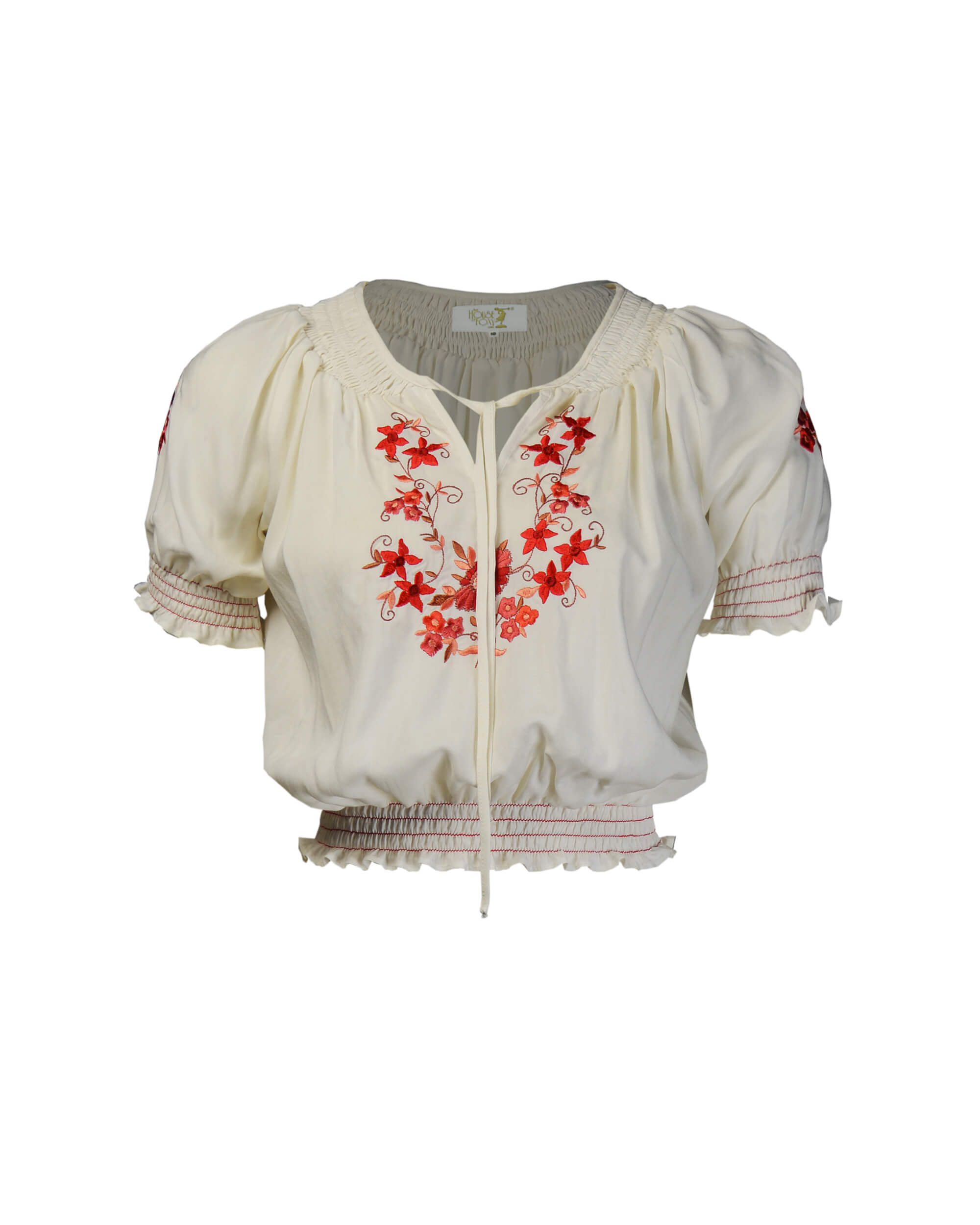 30s Peasant Blouse - Red emb