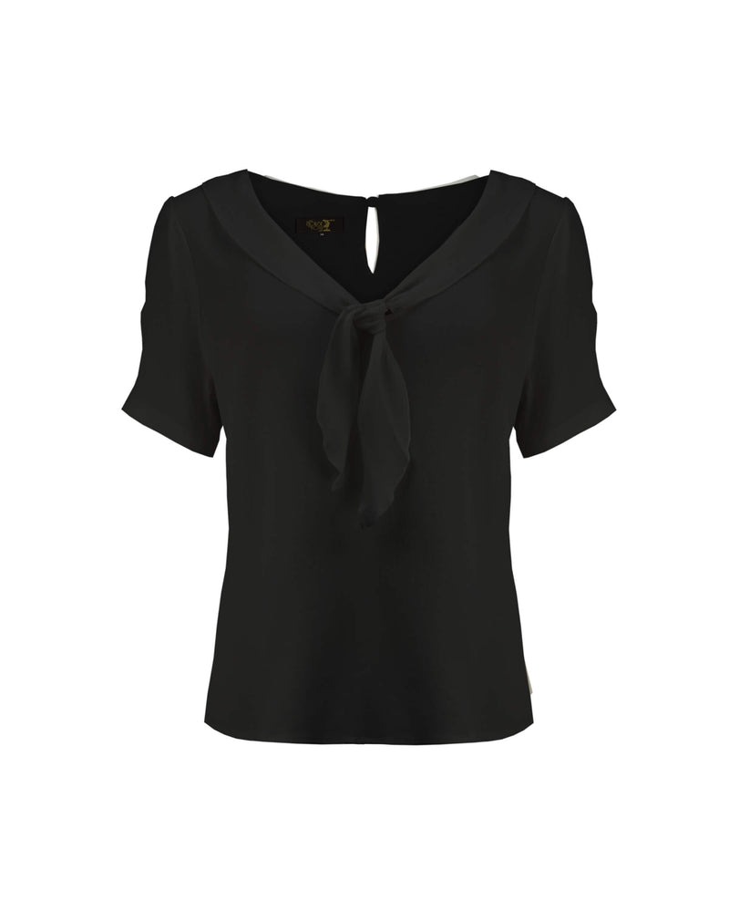 1930s Shawl Blouse - Ebony Black