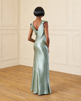 1930s Faye Bias Cut Gown - Sage Satin