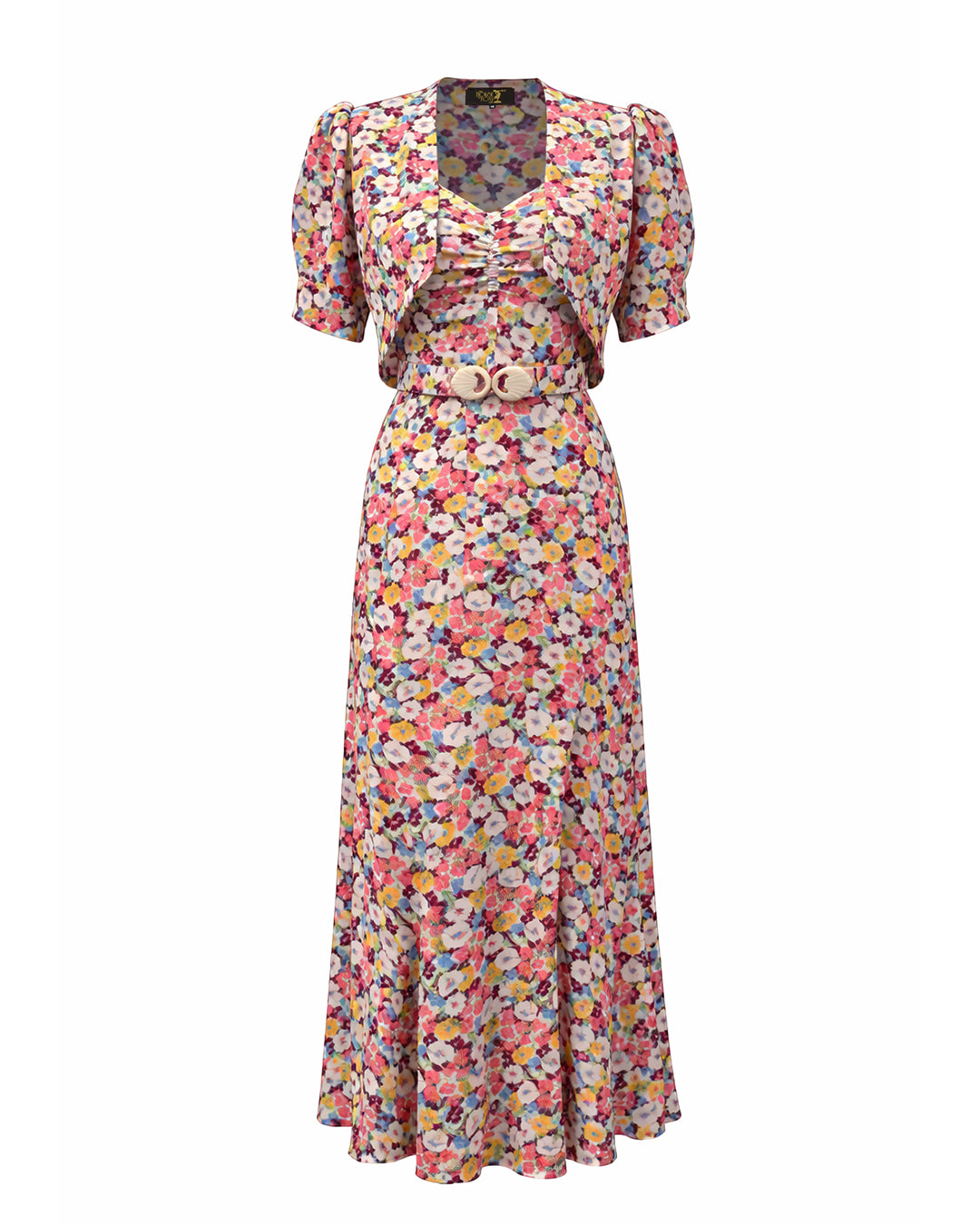 1930s Alice Bias Cut Midi Dress and Bolero - Spring Parade - product shot