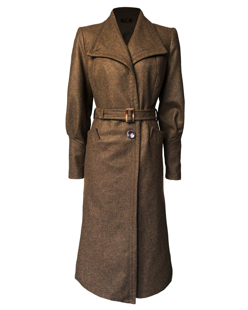 1930s Premium Wrap Coat in Mosswood
