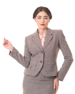 Vintage Suits Women | Work Wear & Office Wear 30s Tailored Jacket - Brown Herringbone30s Tailored Jacket - Brown Herringbone  AT vintagedancer.com