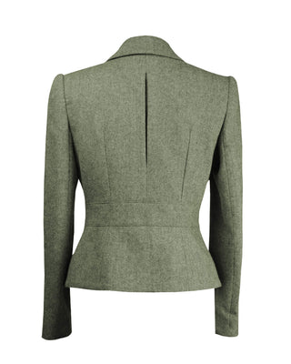30s Tailored Jacket - Olive Herringbone