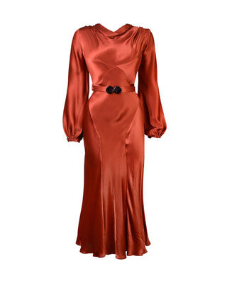 Vintage Evening Dresses, Vintage Formal Dresses 30s Joanie Bias Cut Dress - Rust Satin30s Joanie Bias Cut Dress - Rust Satin  AT vintagedancer.com