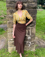 1930s Swirl Skirt - Brown Crepe