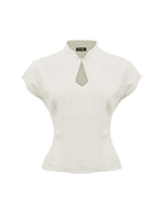 40s Keyhole Blouse - Ivory
