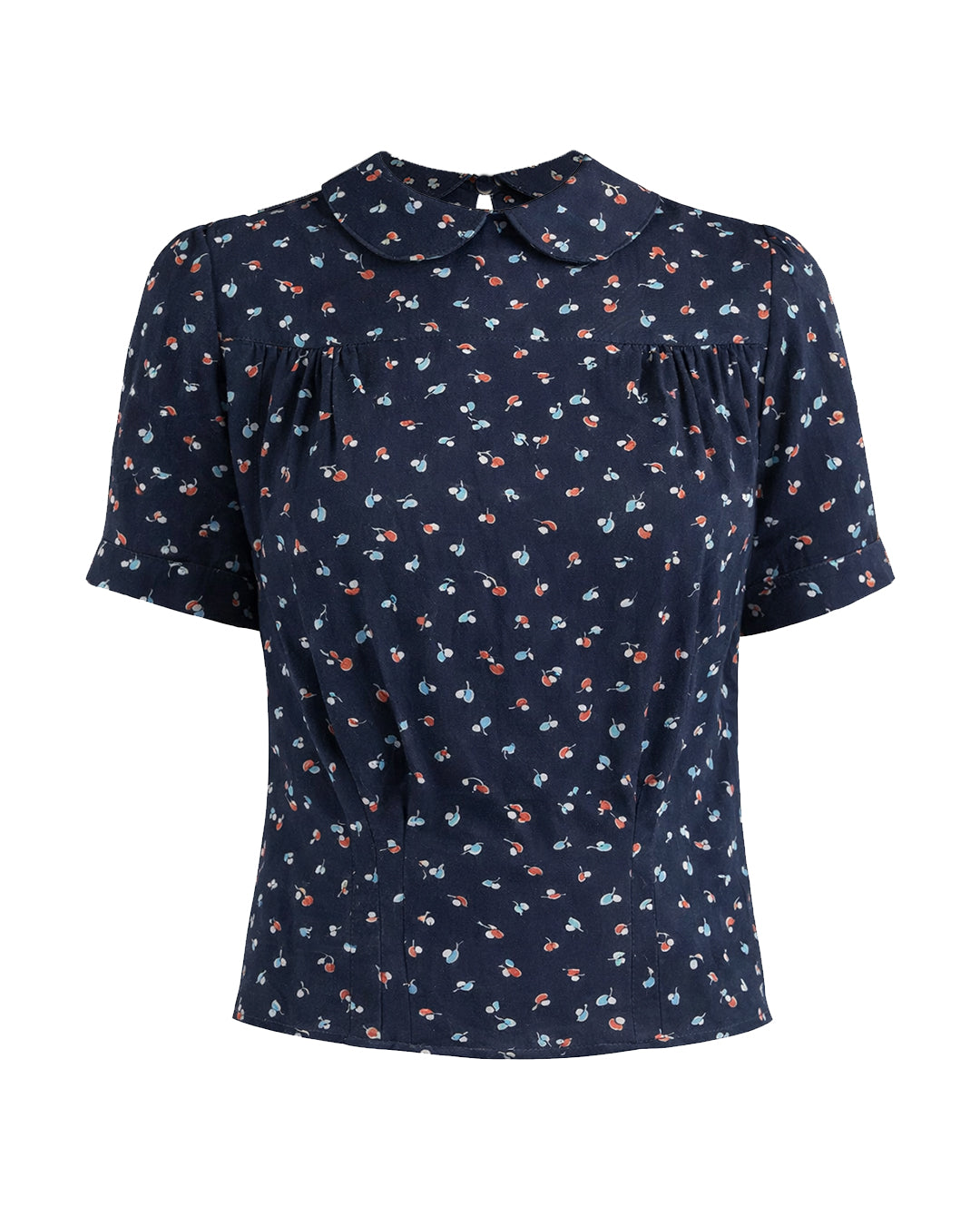 1940s Meet Again Blouse with Collar - Ocean Pearl - product shot