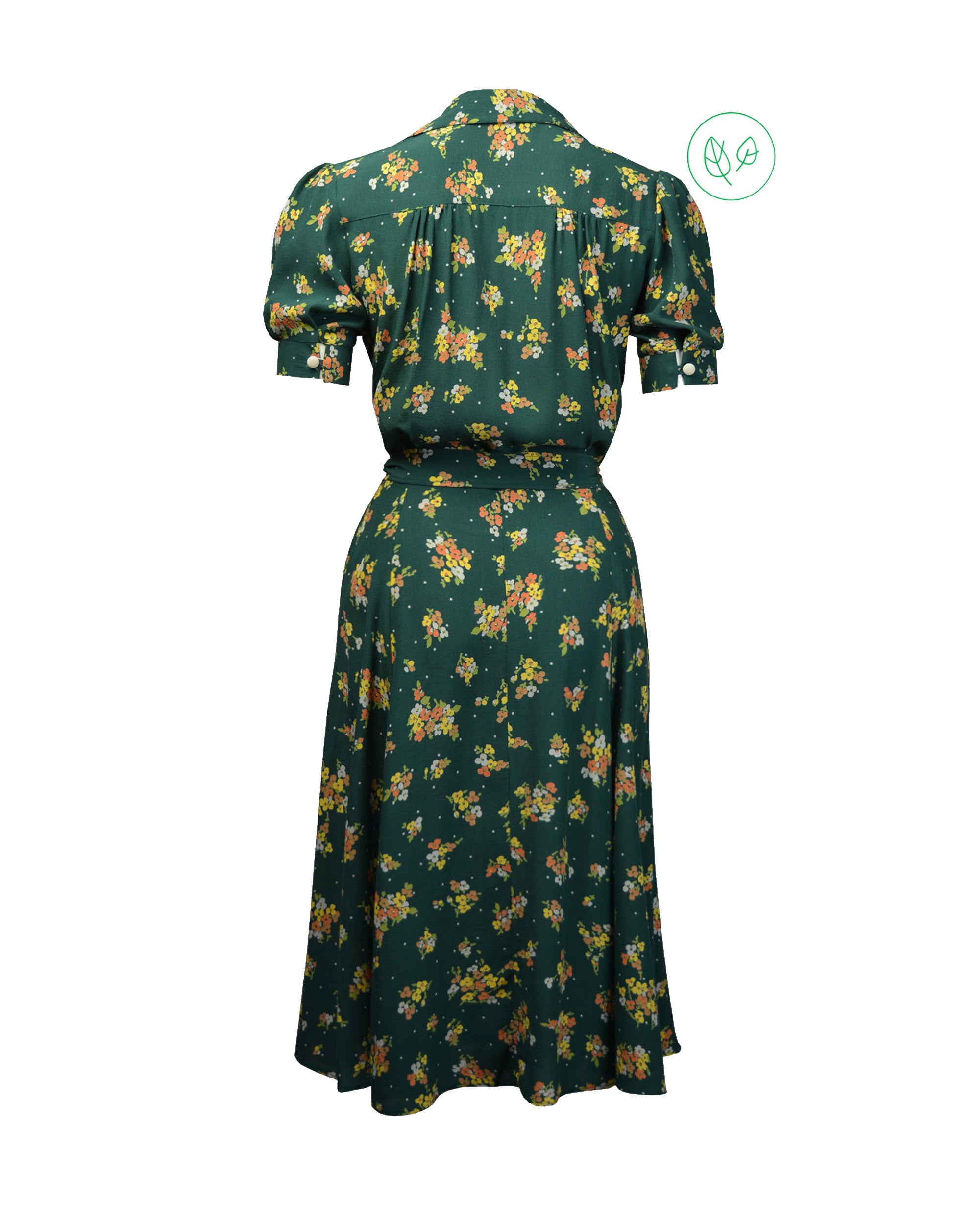 1940s Shirtwaister Dress - Green Floral