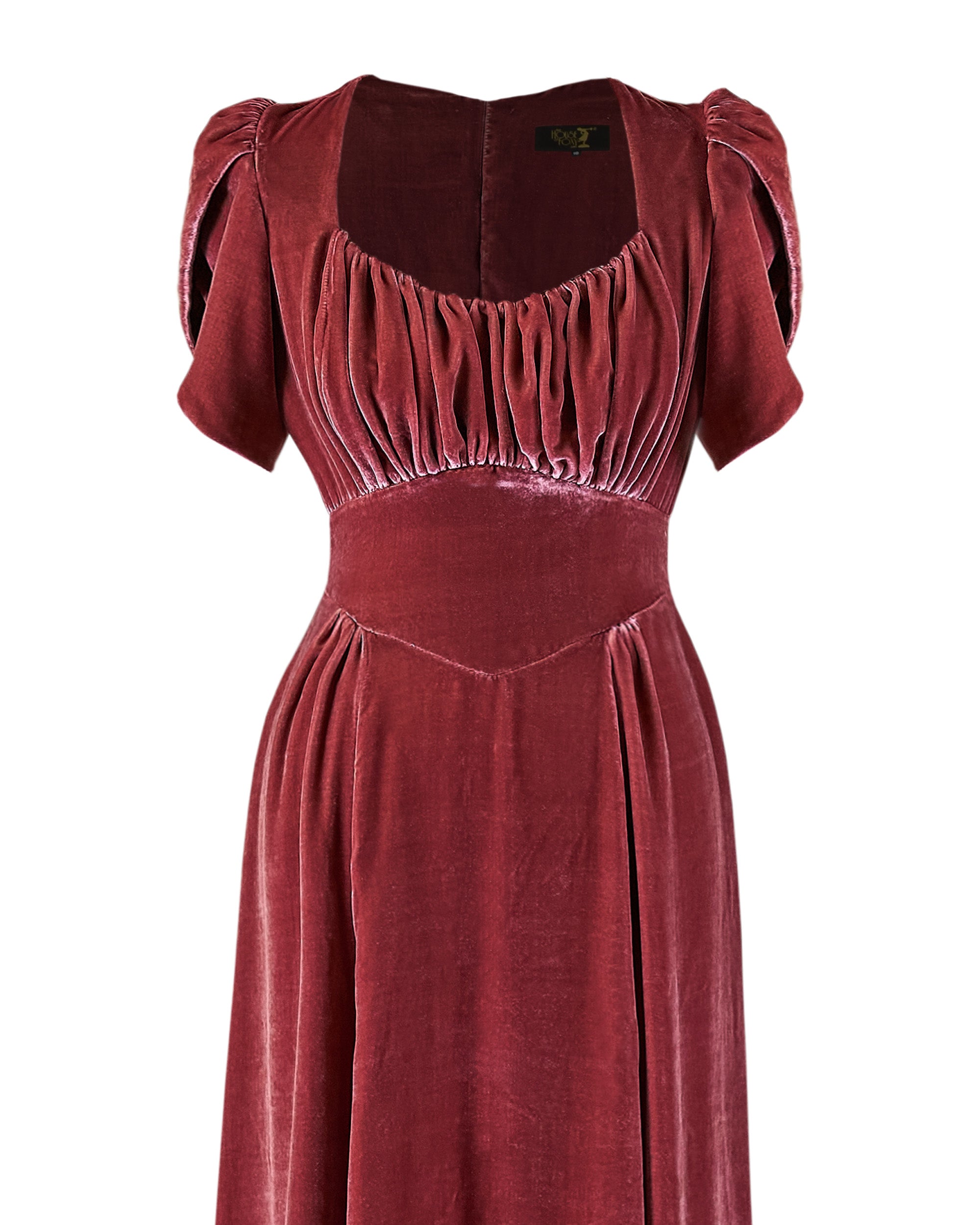 1940s Claudette Gown in Vintage Rose Silk Blend Velvet