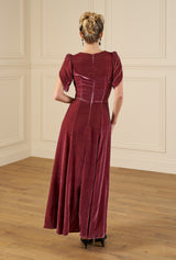 1940s Claudette Gown in Vintage Rose Silk Blend Velvet