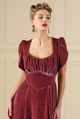1940s Claudette Gown in Vintage Rose Silk Blend Velvet