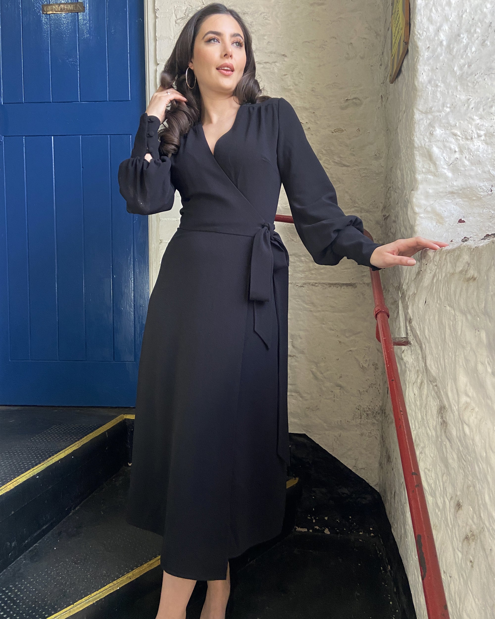 70s Ossie Wrap Dress Black – House of Foxy