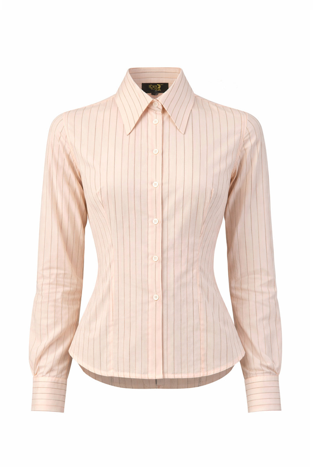 1970s Point Shirt - Italian Peach Stripe - product shot