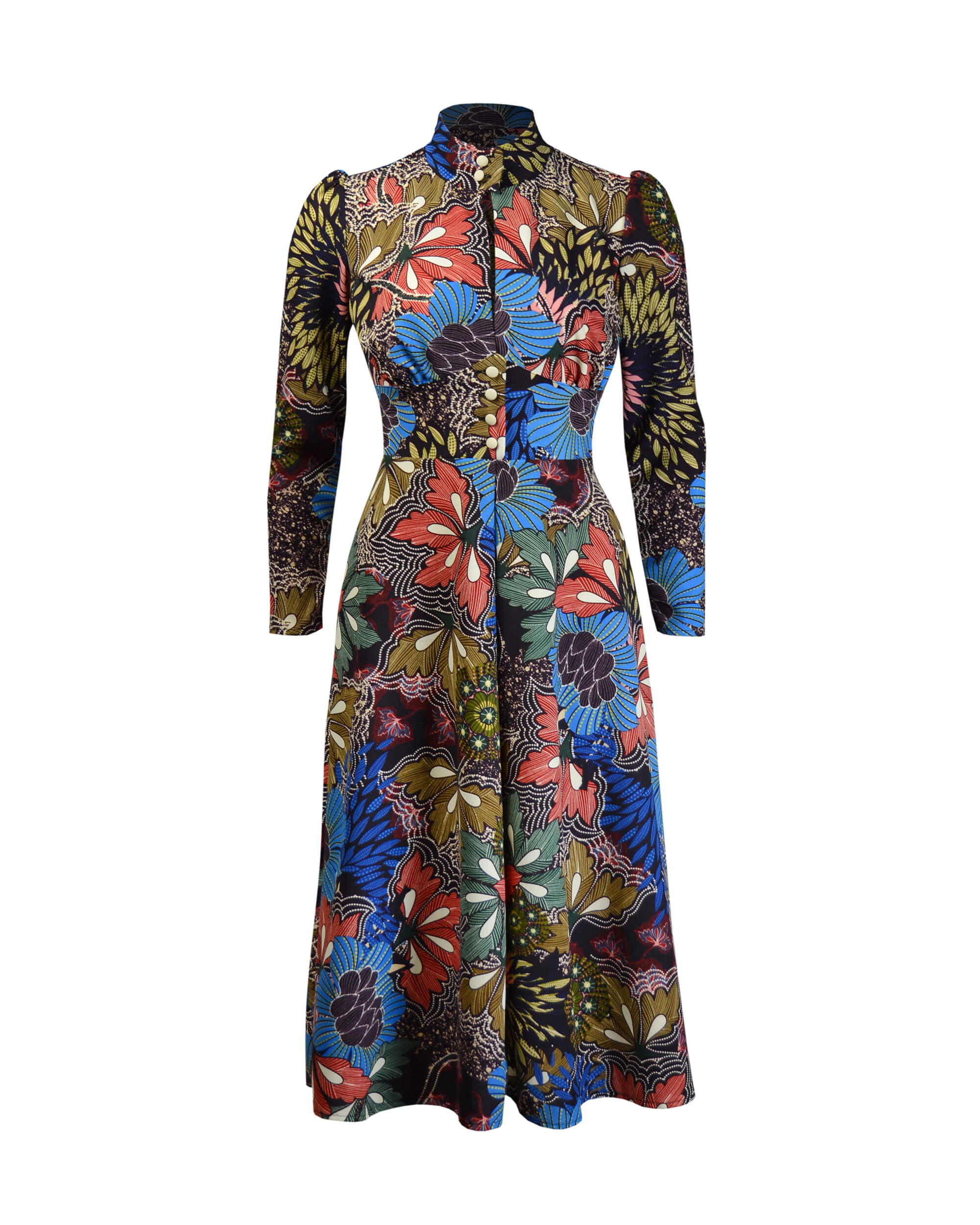 70s Barbara Keyhole Dress - Delic Print