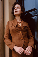 1930s Voyage Waterfall Jacket in Amber Wool