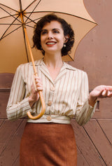 1930s Amelia Blouse in Oakline Stripe