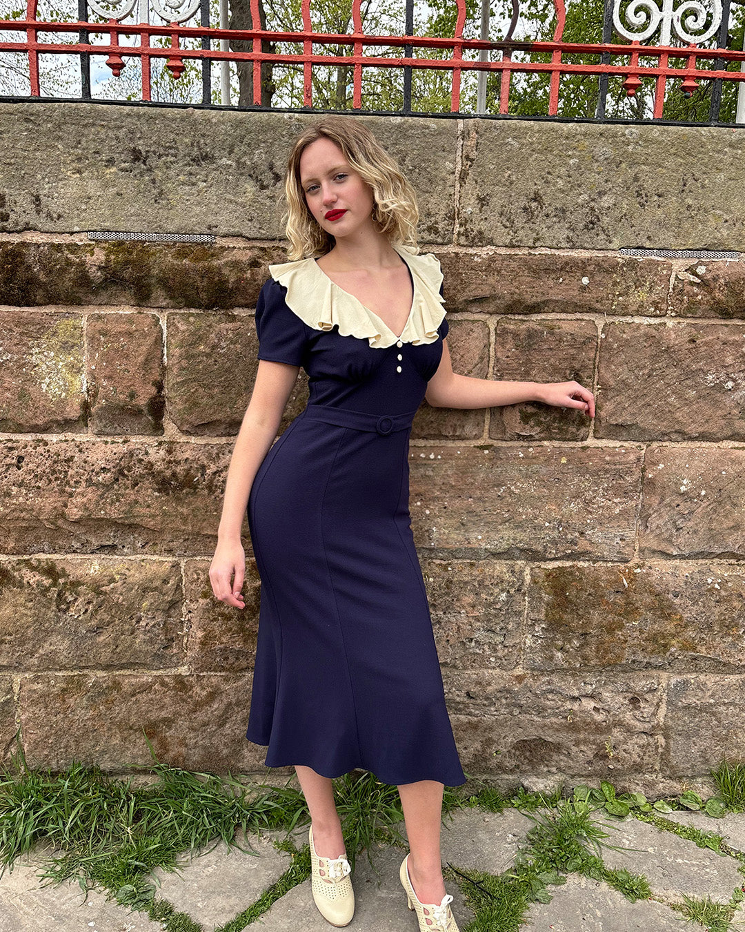 1930s Blondell Dress - Navy