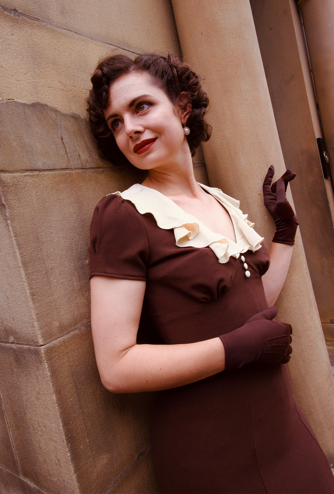 1930s Blondell Dress - Chocolate Brown