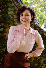 1940s Sweetheart Blouse - Blush