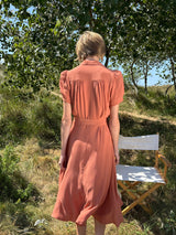 1940s Shirt-Waister Dress - Burnt Peach