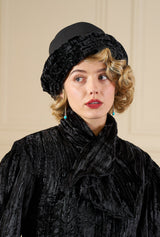 1920s Clara Cloche Hat - Black Velvet