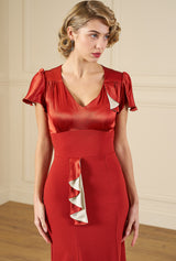 1930s Cabaret Flutter Dress - Rust