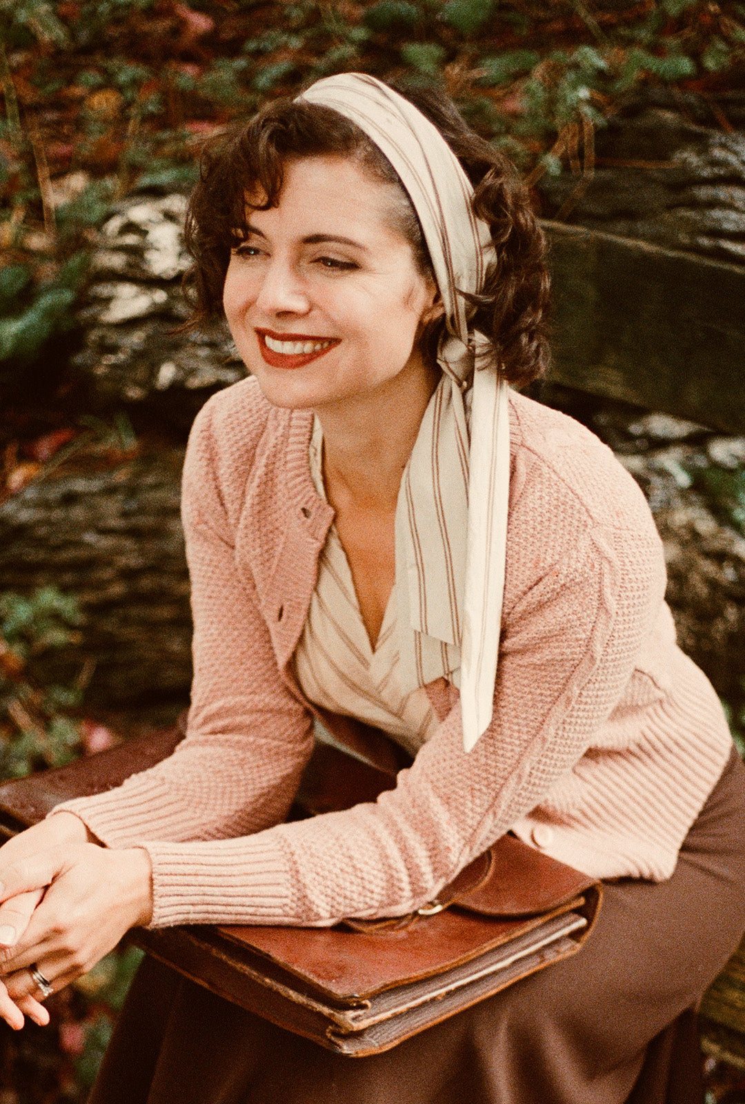 Vintage Cable Crop Cardigan - Paprika