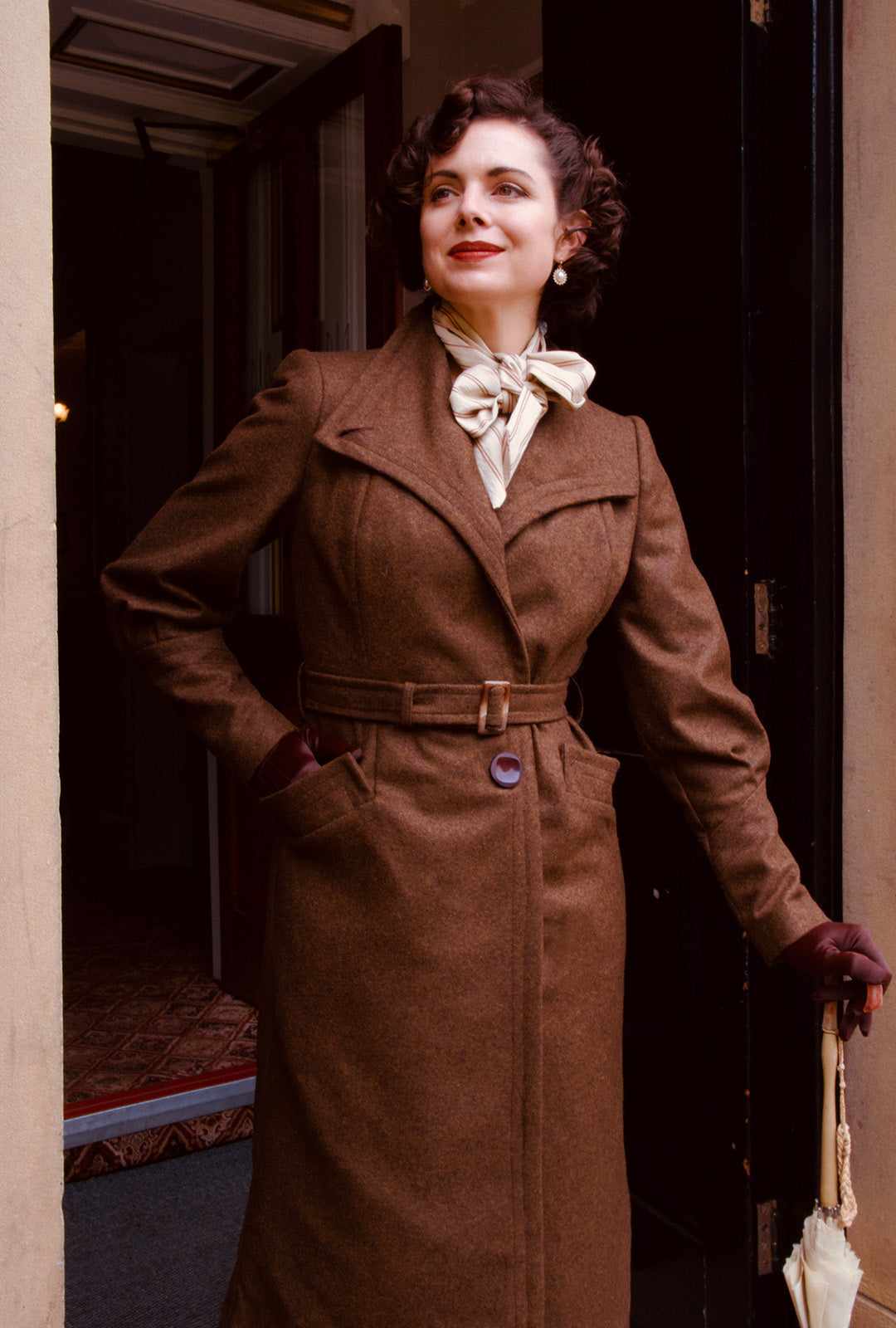 1930s Premium Wrap Coat in Mosswood