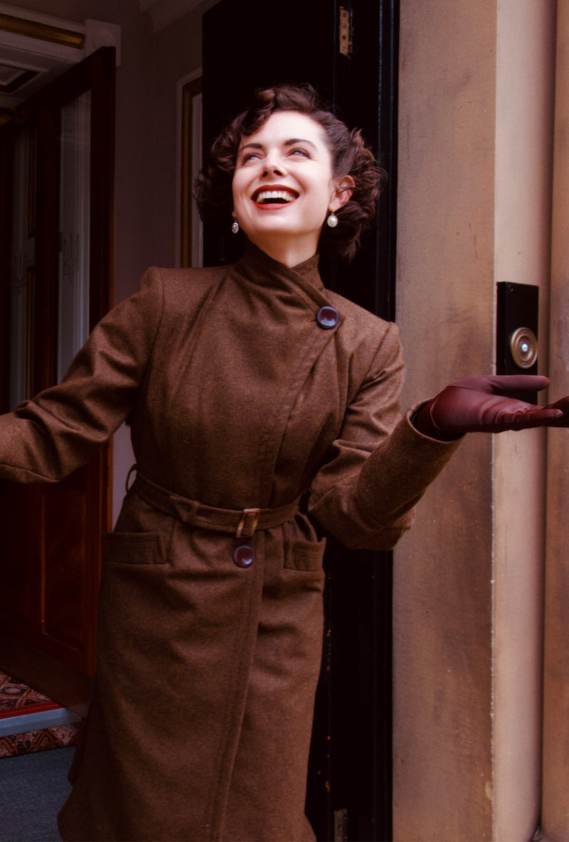 1930s Premium Wrap Coat in Mosswood