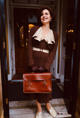 1930s Connie Dress and Crop Jacket in Brown and Oakline Stripe
