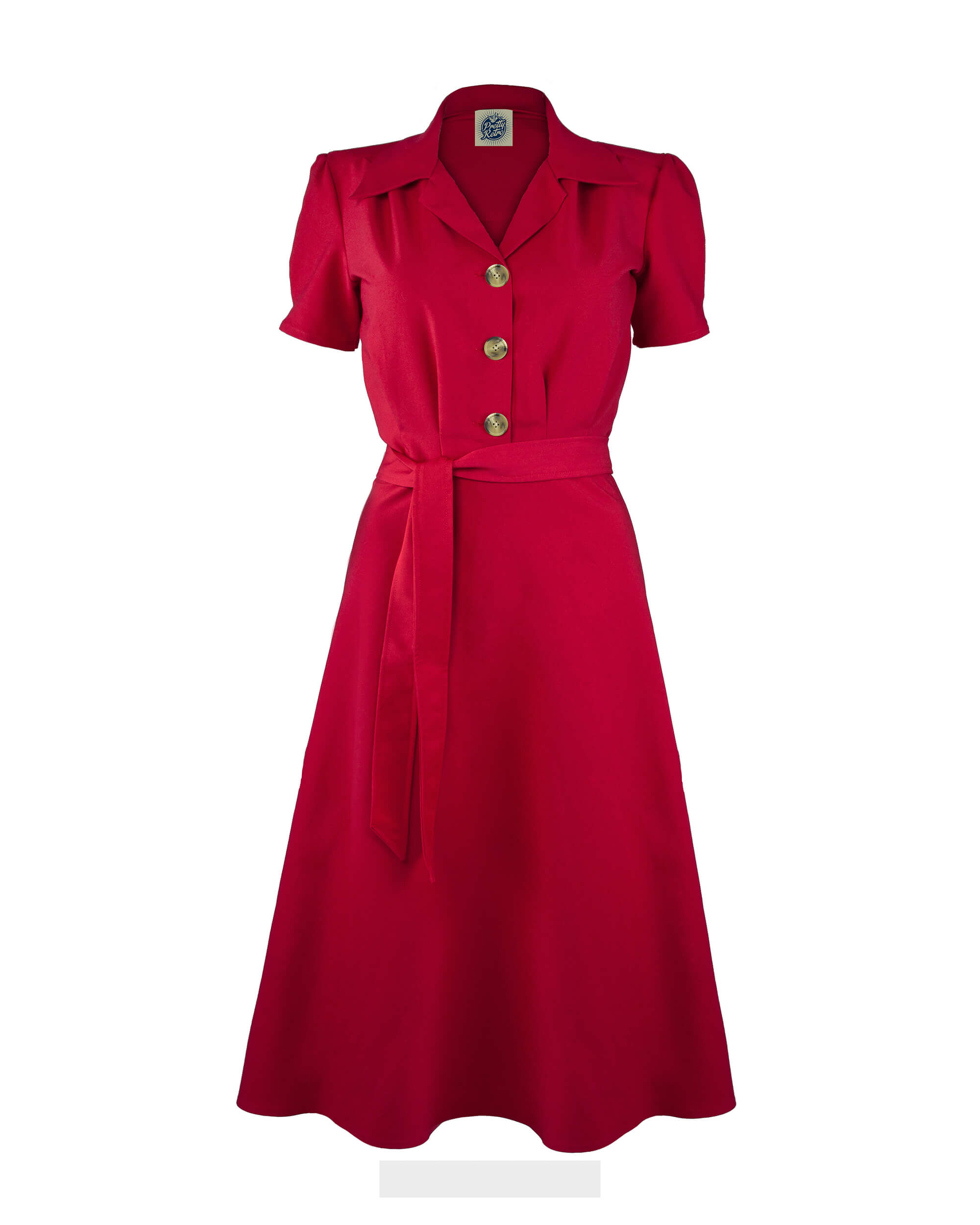 Pretty Retro 40s Shirt Dress - Red
