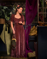 1940s Claudette Gown in Vintage Rose Silk Blend Velvet