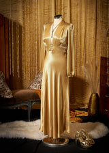 1930s / 70s Petra Bias Cut Midi Dress - Gold Satin