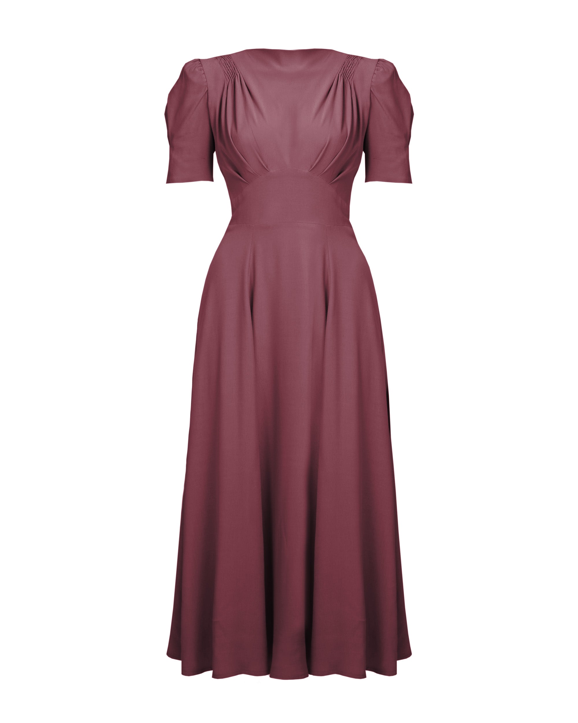 1940s 'Girl Friday' Midi Dress - Plum