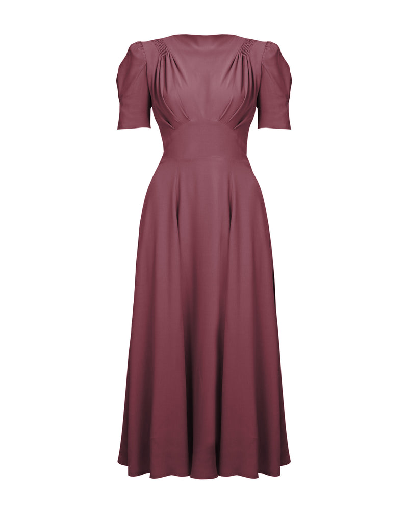 1940s 'Girl Friday' Midi Dress - Plum