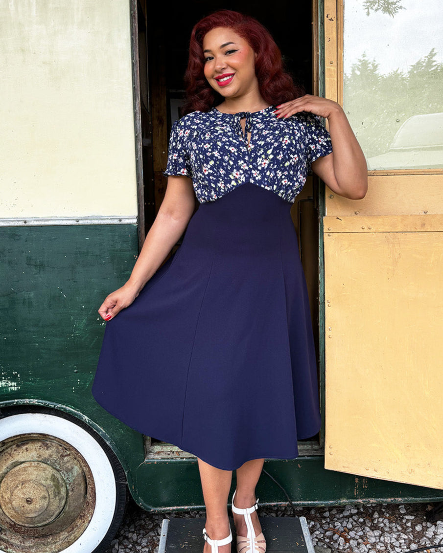 40s Grable Tea Dress Nightblossom – House of Foxy