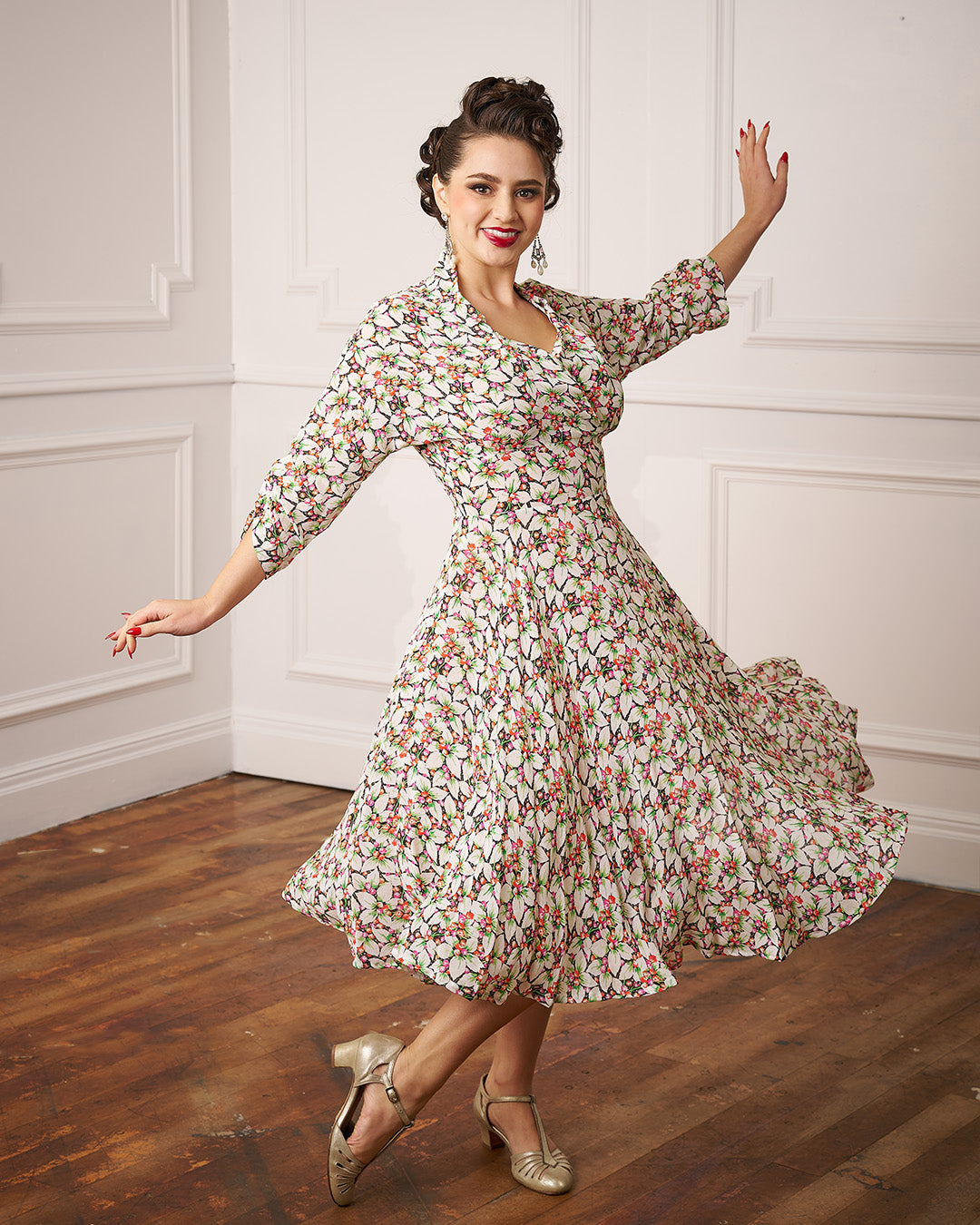 50s Swing Dress Long Sleeve 50s Dress 50s Fashion 50s Long Sleeve