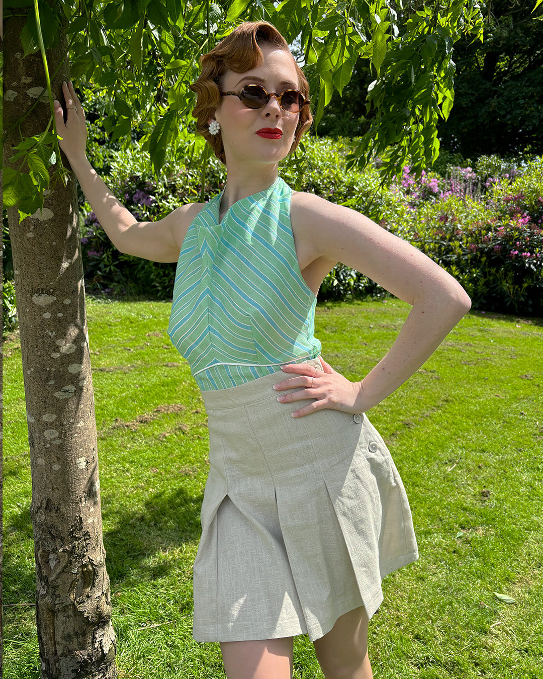 1930s Pleated Shorts - Ecru Natural Fibre