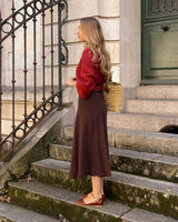 1930s Swirl Skirt - Brown Crepe