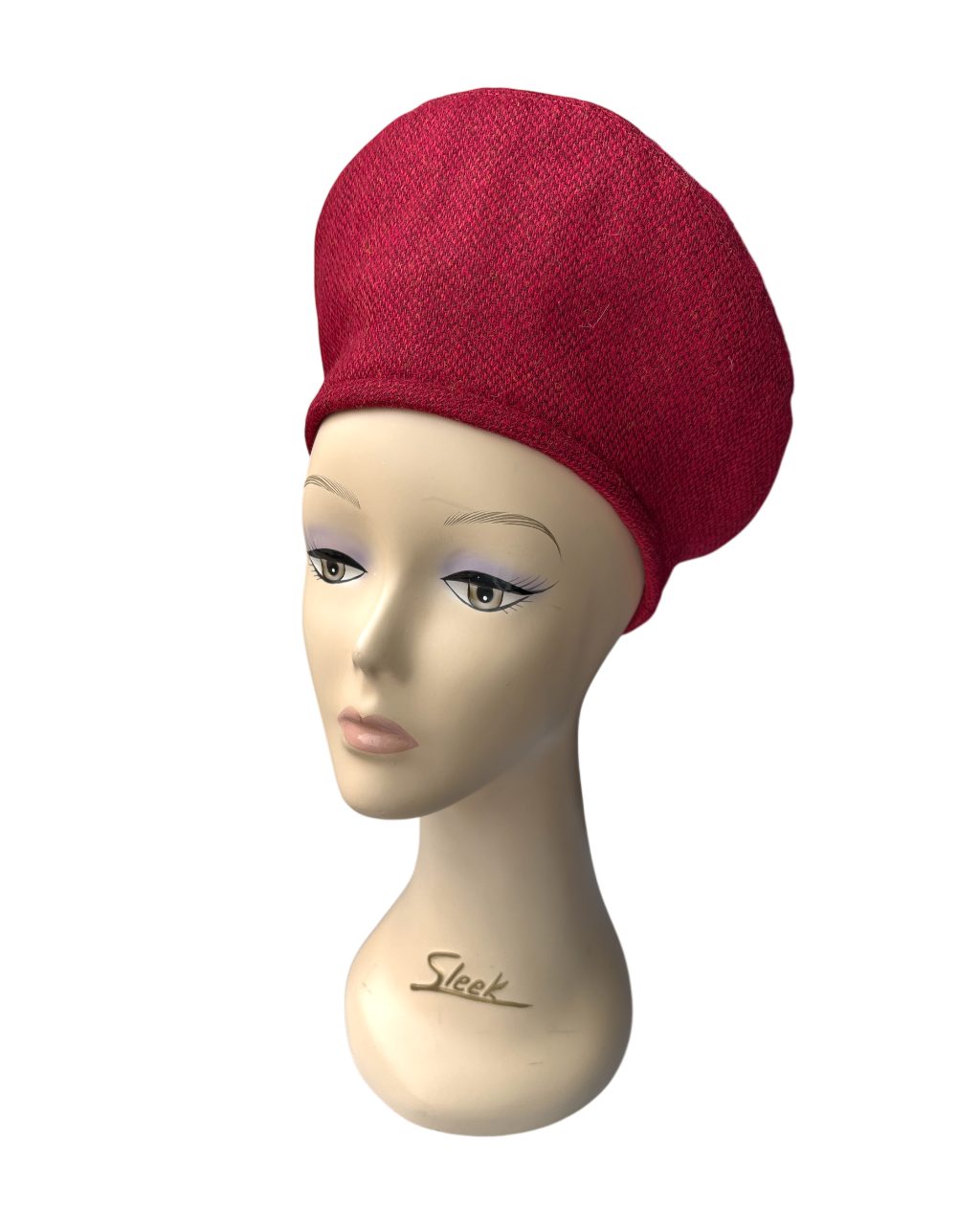 1940s Halo Beret - Ruby Red Wool