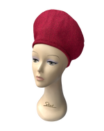 1940s Halo Beret - Ruby Red Wool