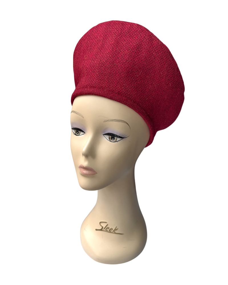 1940s Halo Beret - Ruby Red Wool