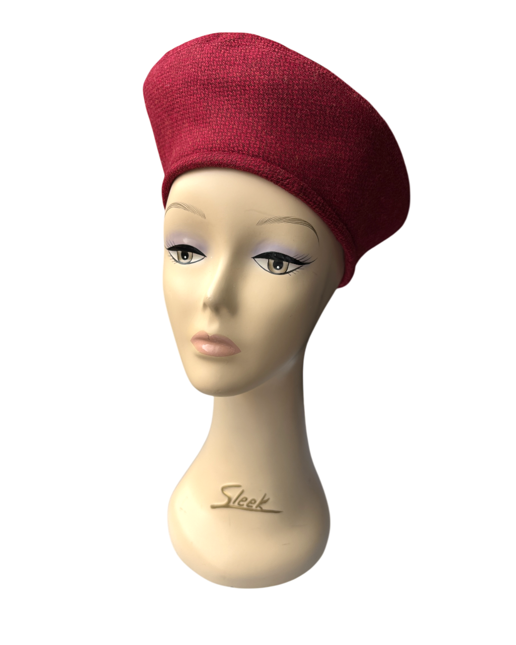 1940s Halo Beret - Ruby Red Wool