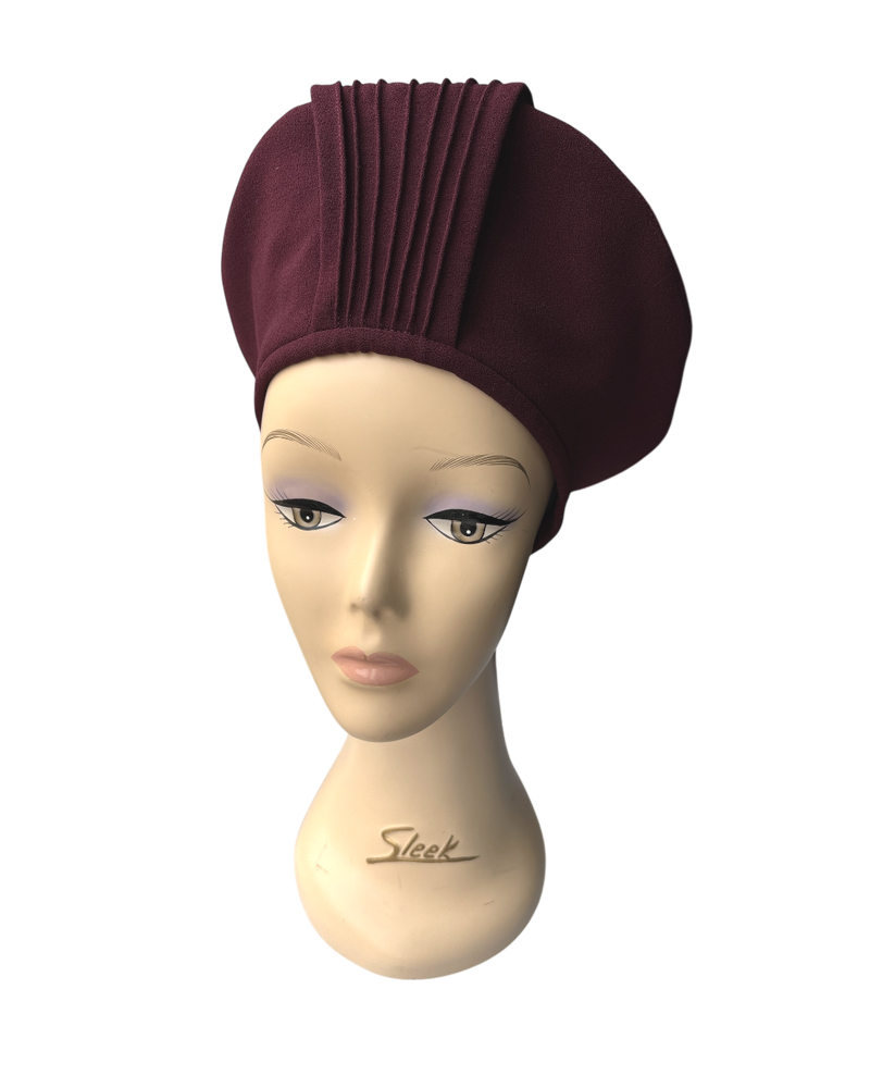 1940s Halo Beret - Aubergine