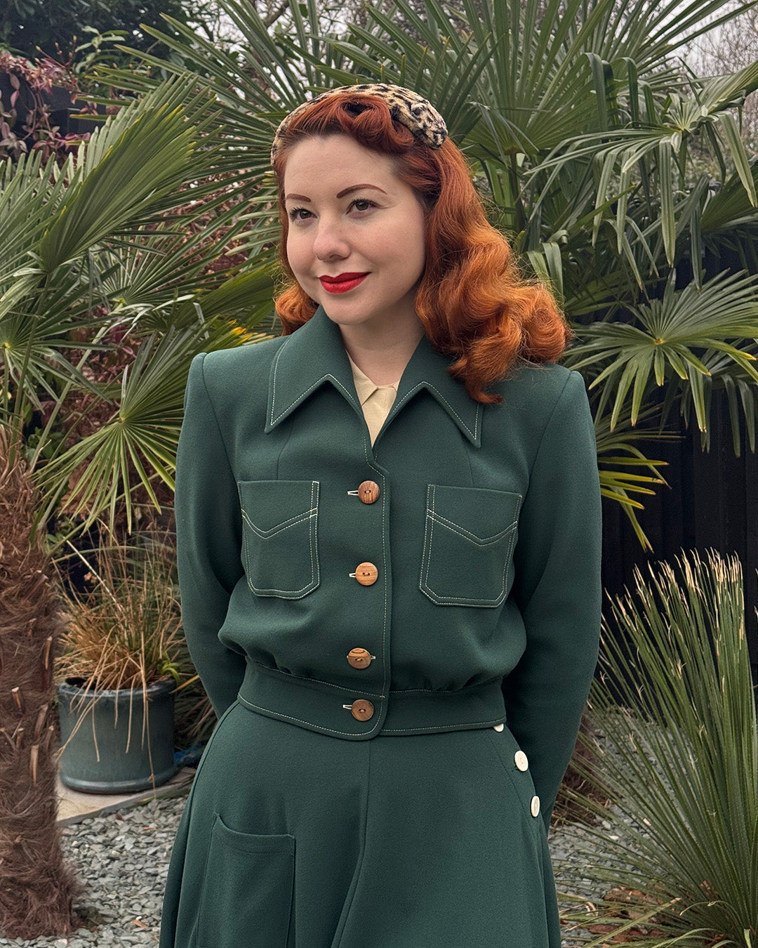 1940s Americana Button Jacket Racing Green – House of Foxy